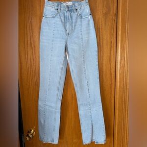 Abercrombie & Fitch 90s Straight High Rise Curve Love Split Cuff Flare Jeans